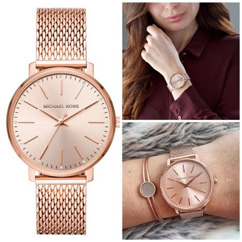 Michael Kors Pyper Quartz Crystal Rose Gold Dial 